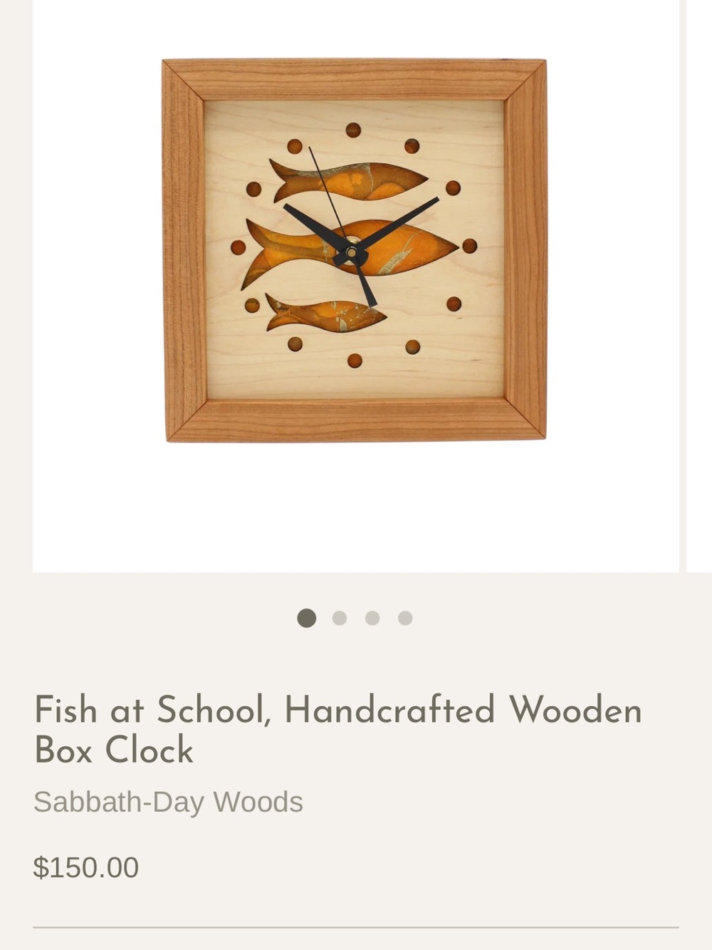 Fish at School Wooden Wall Clock – Natural Wood & Amber
